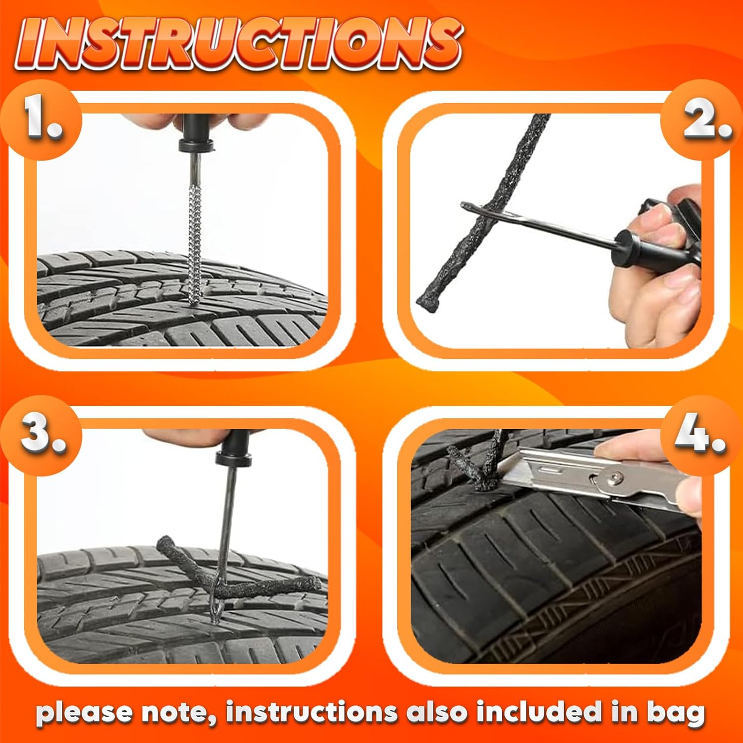 Car and Motorcycle Tubeless Tire Repair Tool Kit 3